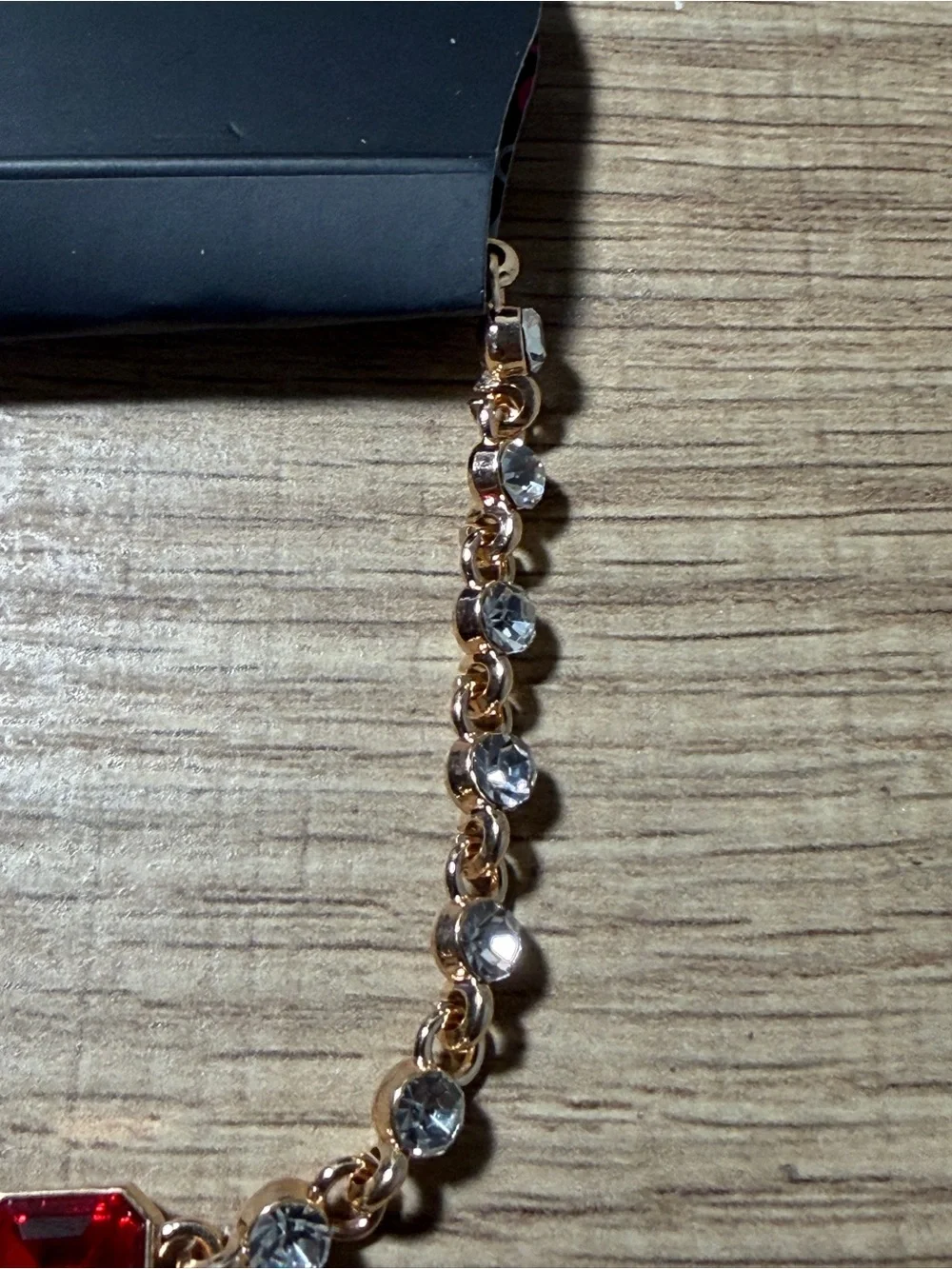 paparazzi Gold-Tone Bracelet with Red Center Stone and Clear Accents